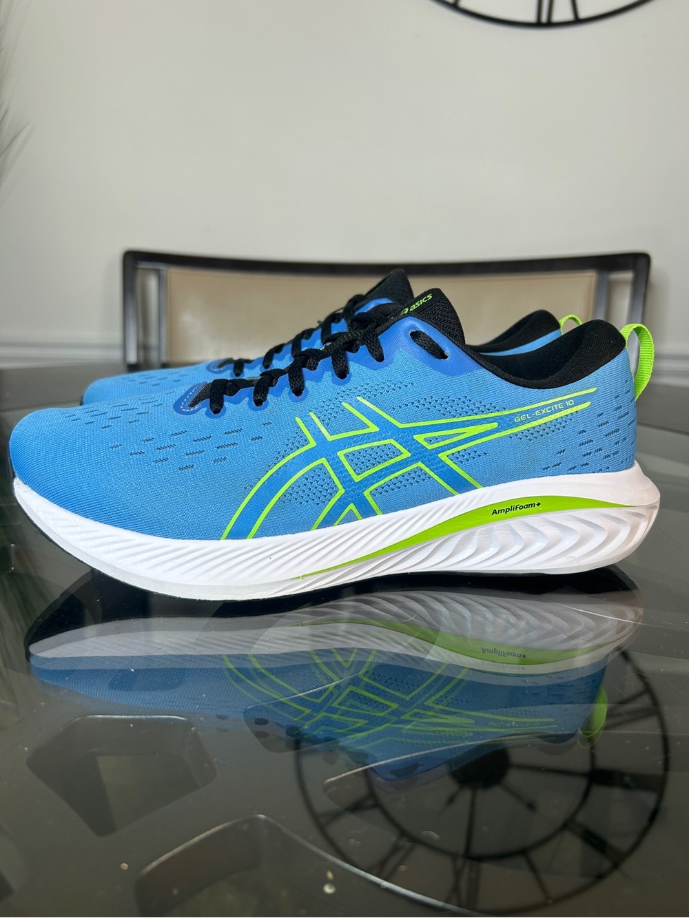ASICS GEL-Excite 10 Blue Lime Black Mens Size 10.5 Running Shoes 1011B600
